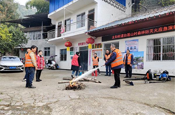 太和街道:白莲山村组织开展森林防灭火应急演练(图1)