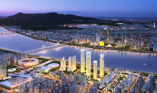 ㊣IOC潮鸿-售楼处发布:奥体摩天双塔建330-630㎡峯景大平层(图1)